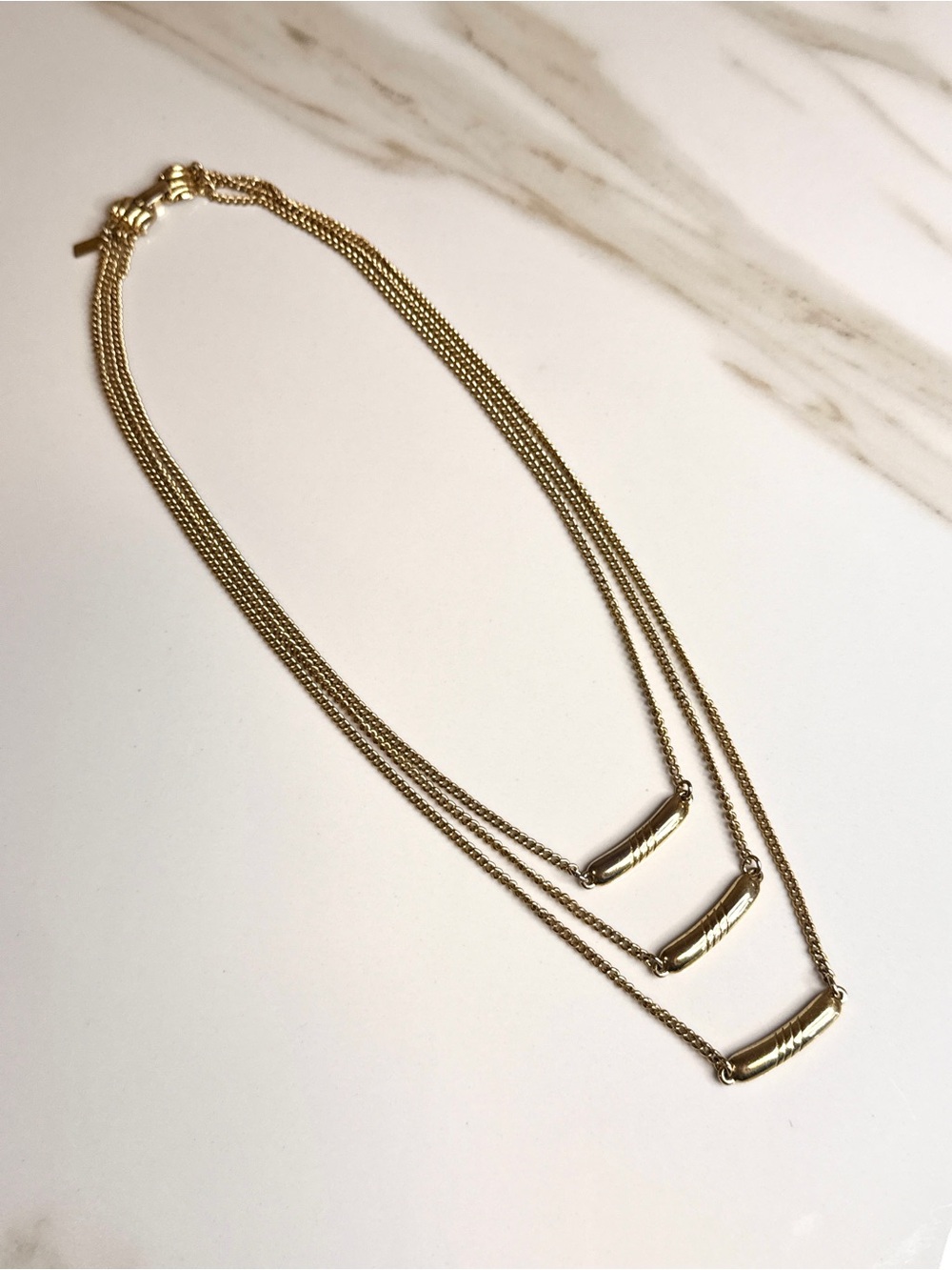 Vintage Gold Layered Bar Necklace - Gold